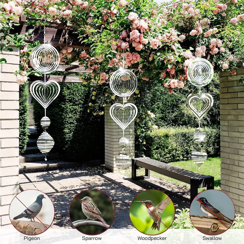 

Outdoor Bird Deterrent Reflective 3D Stainless Steel Wind Rotor Bird Deterrent Anti-Woodpecker Pigeon