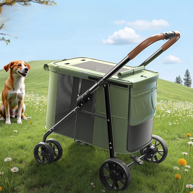 Wear-resistant Oxford Cloth Medium and Large Size Pet Cart, Foldable Dog Strollers，Large Space Bearing 30KG Stroller for Dogs