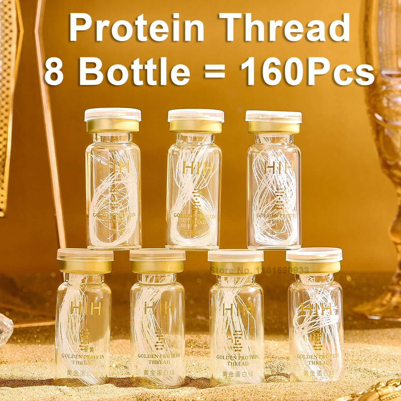 

160pcs Soluble Protein Thread Nano No Needle Gold Protein Line Face Filler Protein Peptide for 24k Gold Protein Line Essence