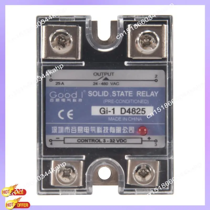 

CLCU SSR 25A 3-32 В постоянного тока до 24-480 В переменного тока, однофазное твердотельное реле, управление постоянным током, AC MGR-1 D4825, напряжение нагрузки