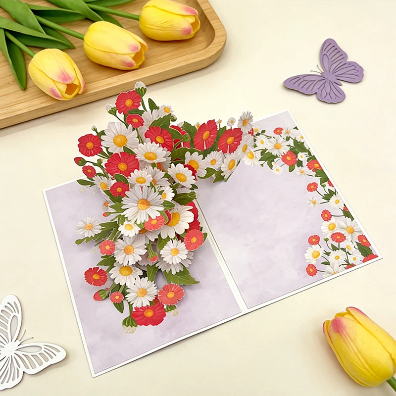 1 Stück elegante 3D-Grußkarte mit rosa Rosen und Blumendesign – perfekt für Muttertag, Geburtstage, Hochzeiten und Jubiläen