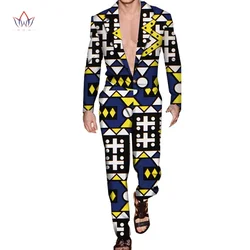 Riche Men Tops Pants 2pcs Sets African Clothing for Men Casual Men Long Sleeve  Suits Trousers Set Customize KG474