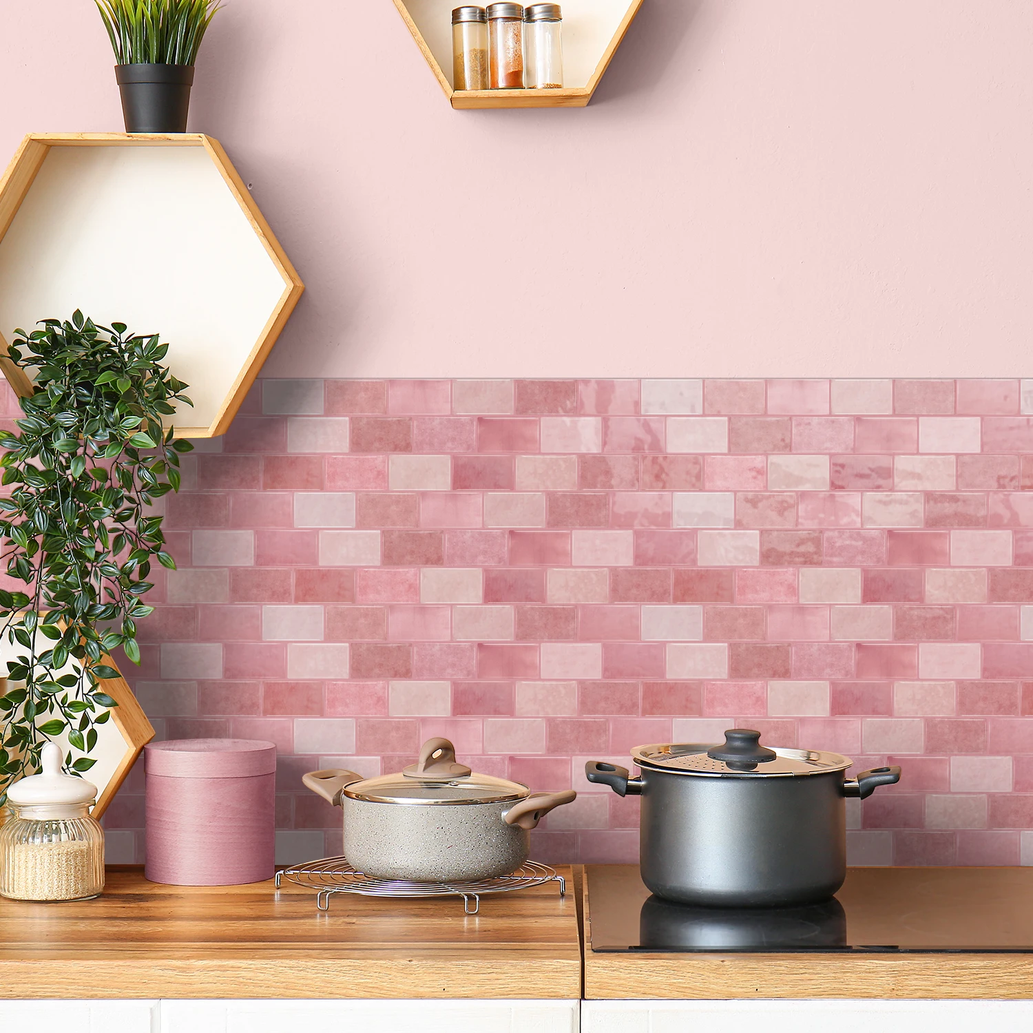 Self Adhesive Strip Ceramic Tile Sticker with Multi-Color Gloss Texture for Kitchen, Bathroom and Restaurant Decoration
