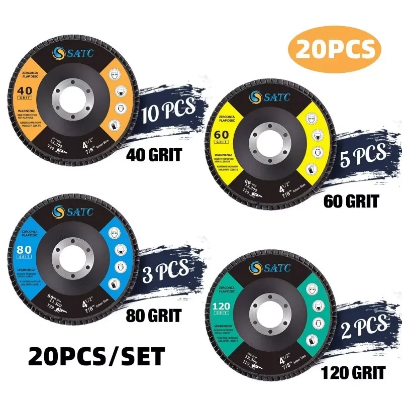 20pcs-set 200pcs-carton SATC flap grinding sanding discs 115mm 4.5 