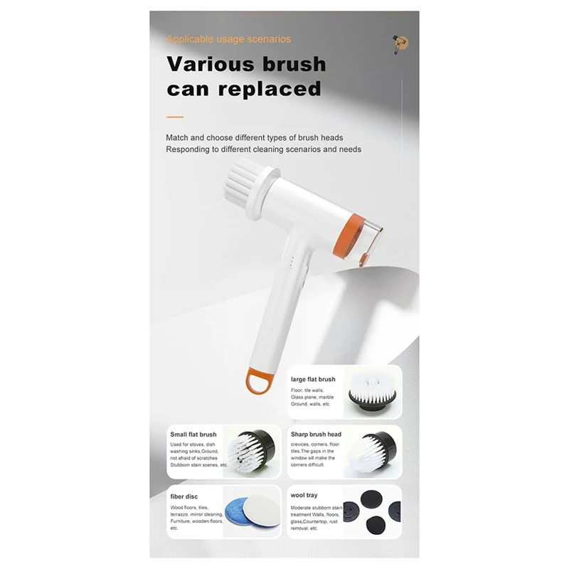 B58B-Multifunctional Cleaning Brush,Cordless Cleaning Brush Scrubber For Home,Shower Cleaning Brush For Bathroom Tile Floor