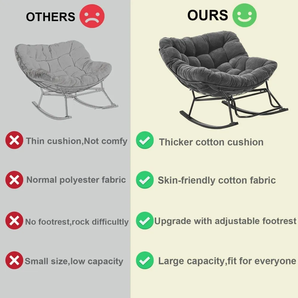 rocking chair nursery, ergonomic papasan with soft thick cotton cushion, comfy sofa recliner egg papasan chair for living room b