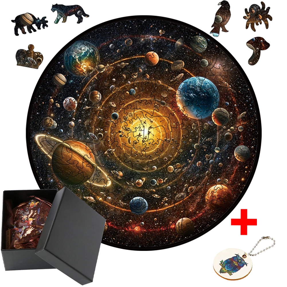 Universe Wooden Puzzles DIY Crafts Educational Brain Trainer Games Hell Difficulty Animal Jigsaw Puzzle Toy For Family 3D Puzzle