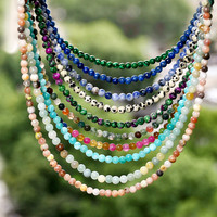 Yumfeel Bohemian Colorful Natural Stone 4mm Round Beads Necklaces Women Summer Friendship Neck Jewelry Fashion Vacation Chokers