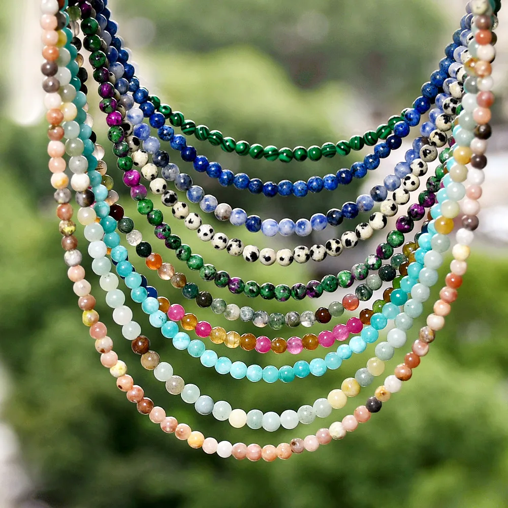 Yumfeel czeski kolorowy kamień naturalny 4mm okrągłe naszyjniki z koralików kobiety lato przyjaźń biżuteria na szyję moda wakacje Chokers