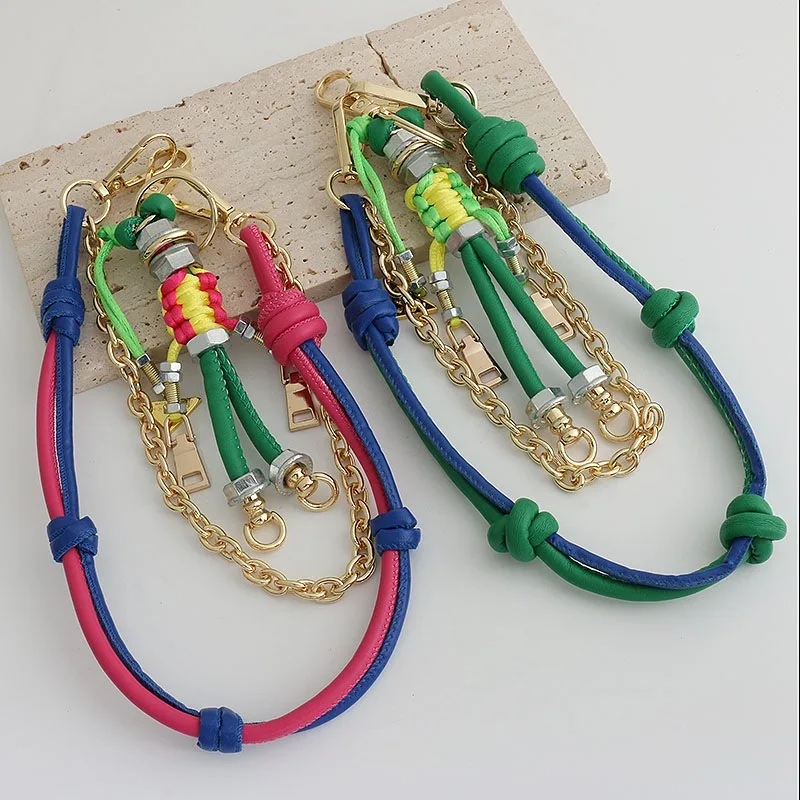Unique color woven rope robot bag pendant keychain lanyard bag accessories heavy industry trouser chain