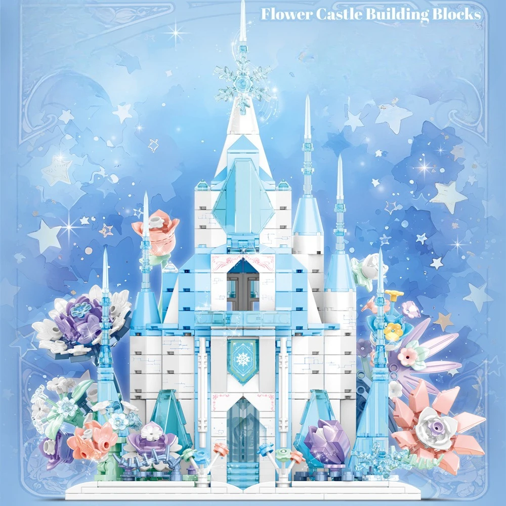 MOC Sprookje Bloem Spiegel Roaming Kasteel Bouwstenen Set Prinses Tuin Kasteel Speelgoed Voor Kinderen Verjaardag Vakantie Geschenken