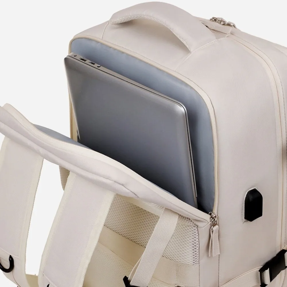 Independent Shoe Compartment Travel Luggage Backpack Sponge Back Pad External USB Charging Port Large Capacity Boarding Bag