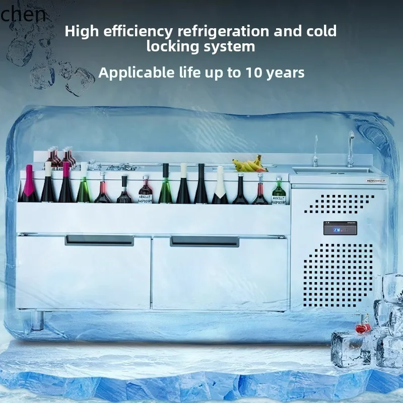 ZML Commercial Workbench Refrigerated Wine Bar Operating Table Wine Tank Cabinet
