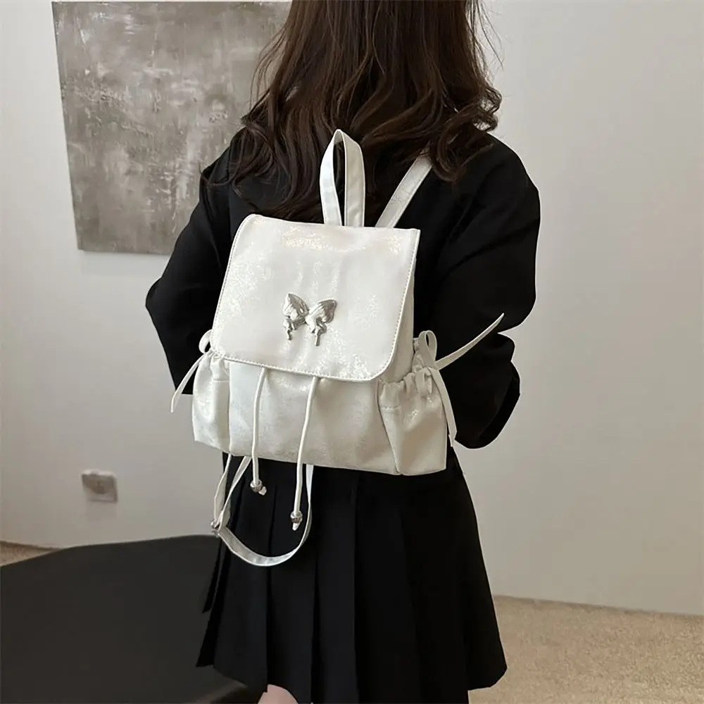 Fashion Bowknot Schoolbag Adjustable Strap Waterproof Backpack Large Capacity PU Two Shoulder Bag Woman