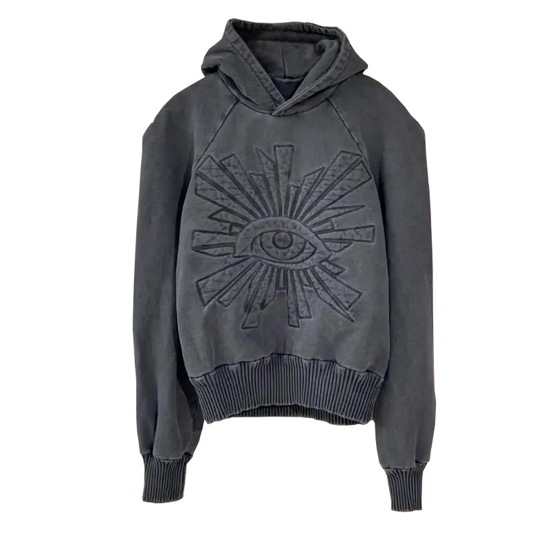 High Street House of Errors Eye of Truth Print Hooded Sweatshirts Y2k Clothes Casual Sweaters for Men Clothing Streetwear