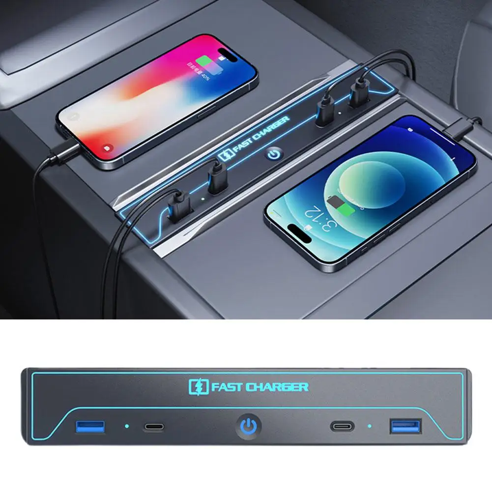 

For Tesla 2024 Car Docking Station Central Accessories Atmosphere Modification Light Charger Car Streamer Control U D4U0