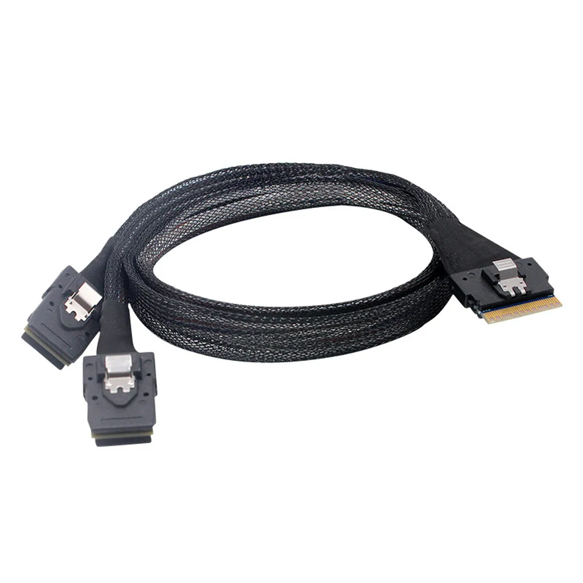 

CY Xiwai PCI-E Ultraport Slimline SAS Slim 4.0 SFF-8654 8i 74pin to Dual SFF-8087 Mini SAS Cable PCI-Express