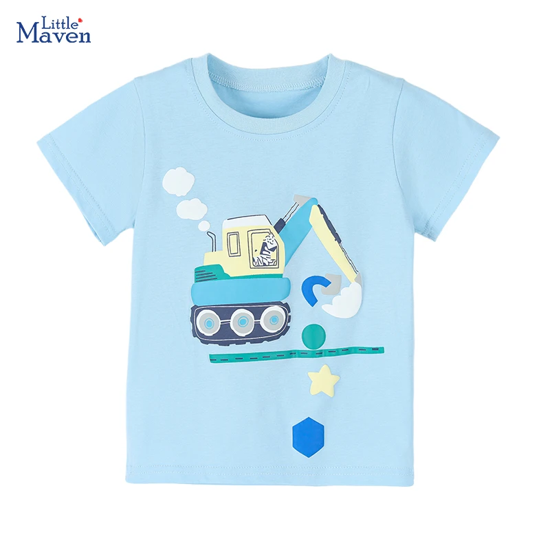 Little Maven Kinderbekleidung Oberteile 2026 Sommer Kinderkleidung Baby Jungen T-Shirts Cartoon Bagger T-Shirts Teenager T-Shirts