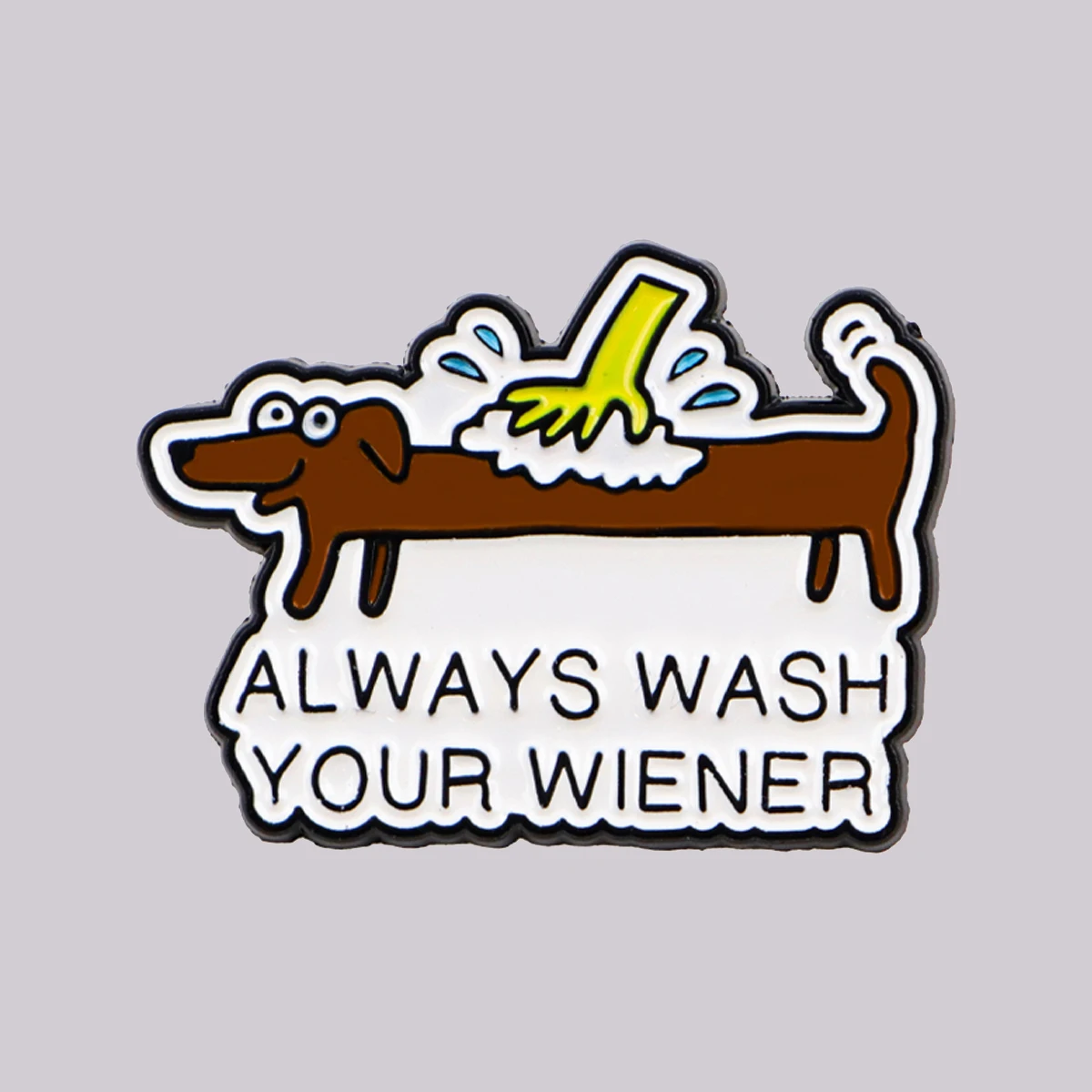 Emaille-Anstecknadel „Wasch Always Your Wiener Dog“, Anstecknadel, lustige Cartoon-Dackel-Broschen für Damen, Modeschmuck, Accessoires, Geschenk