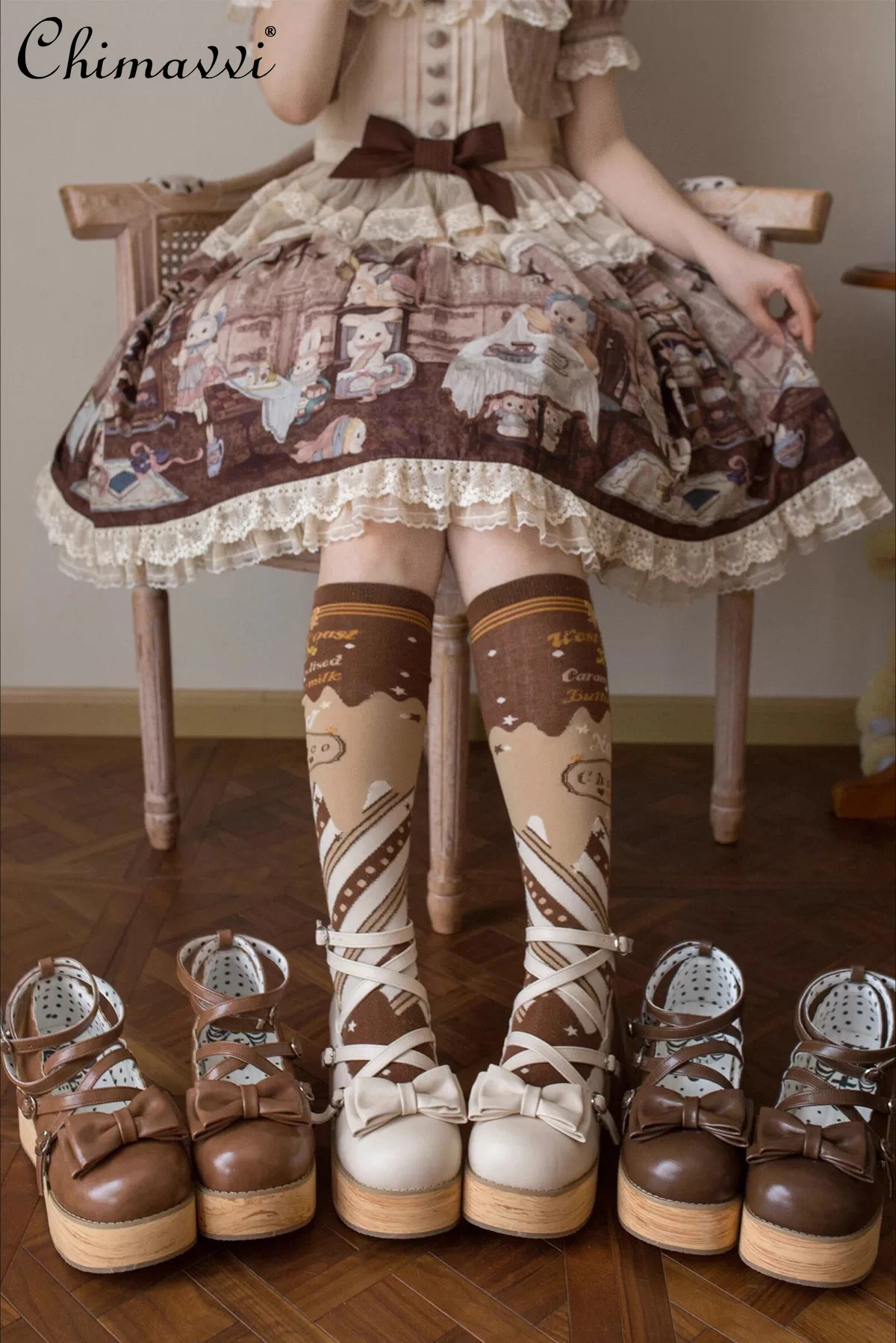 

Оригинальные коричневые туфли на платформе в японском стиле, милые женские туфли-лодочки в стиле ретро с бантом для девочек, универсальные элегантные туфли-лодочки на высоком каблуке в стиле Лолиты с круглым носком