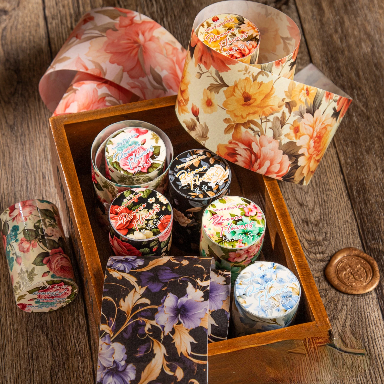 60mm*200cm Blooming Flowers Along The Way Series Vintage Floral Washi Tape Creative DIY Journal Collage Decor Stationery