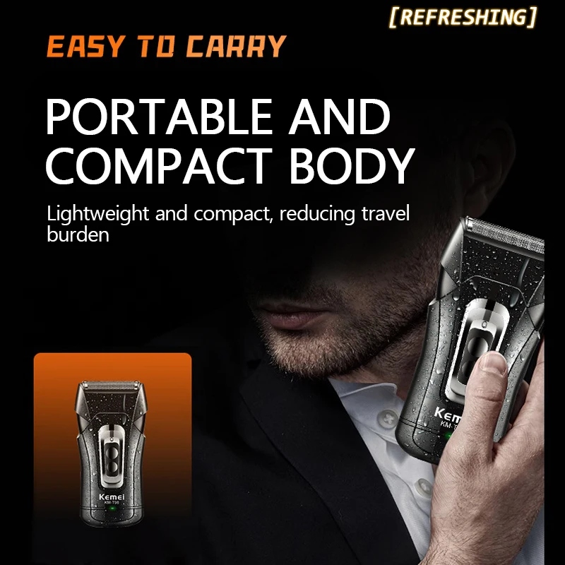 Kemei KM-T98 Electric Shaver Men Waterproof Cordless Rechargeable Beard Trimmer Razor Reciprocating Barber Precision Trimmer