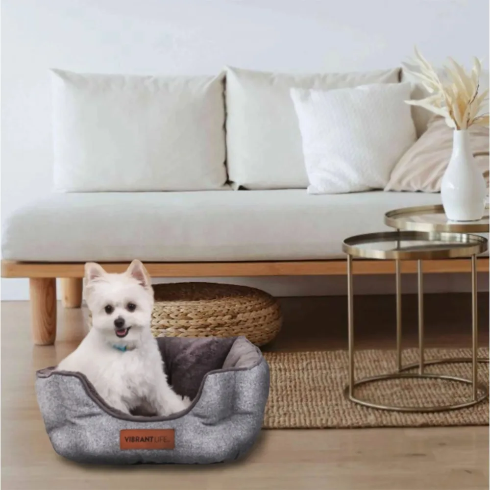 

Small Cozy Cuddler-Style Dog & Cat Bed, Bed with High Walls, Gray, Easy to clean, machine washable