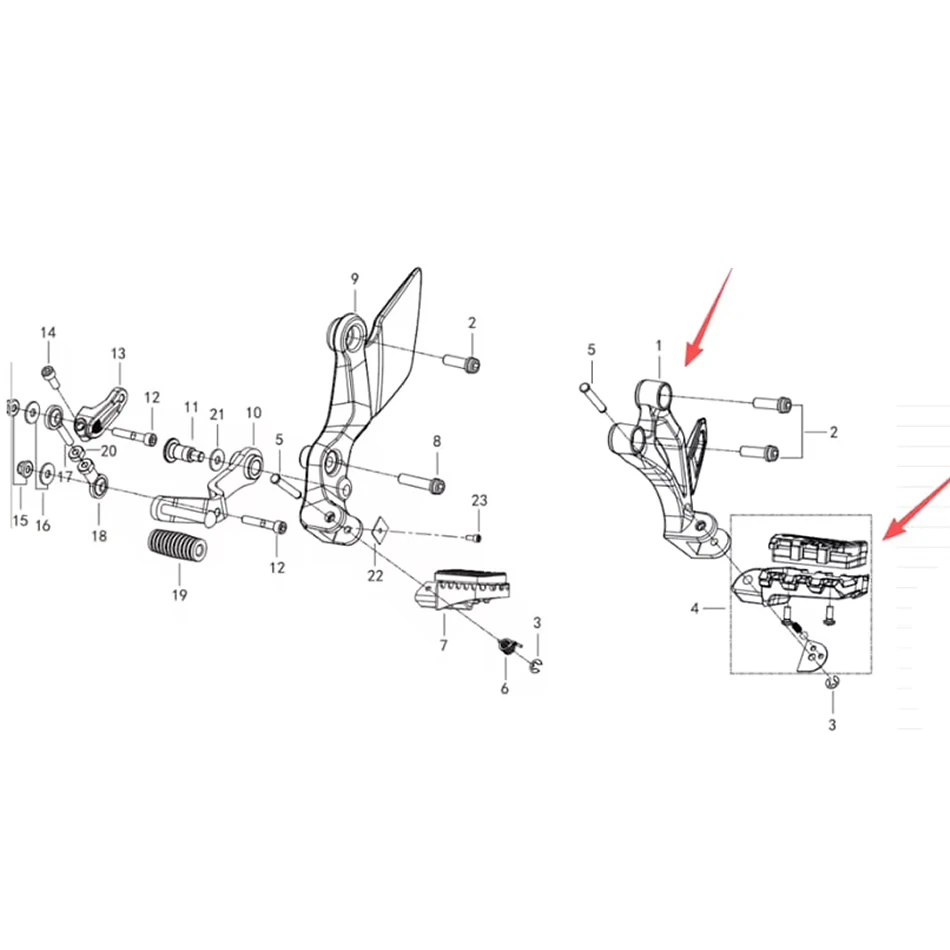 soporte-de-reposapies-delantero-izquierdo-y-traje-de-pedal-qj-svt-650-x-qj650-16a