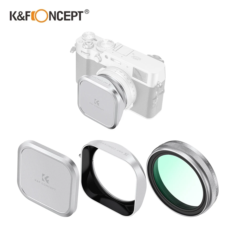 

K&F CONCEPT Nano-X Camera Lens Hood Set (Lens Hood +Lens Cap+UV Filter 49mm),for Fujifilm X100V X100VI FX100 SX100 TX100