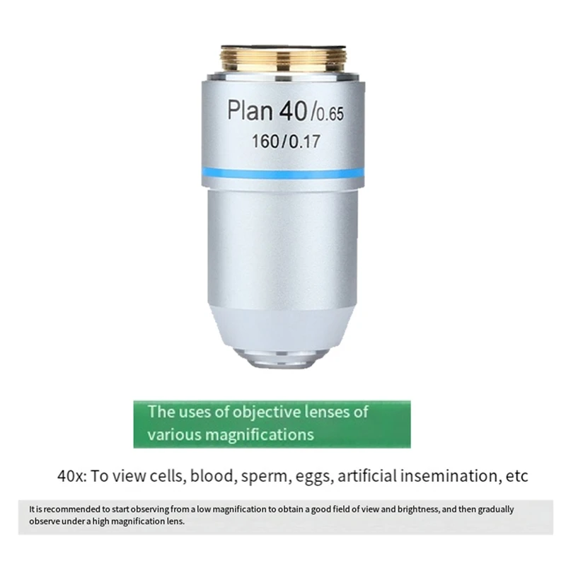 Biological Microscope 195 Plan Achromatic Objective Lens 40X RMS Thread 160/0.17 195mm-AC17