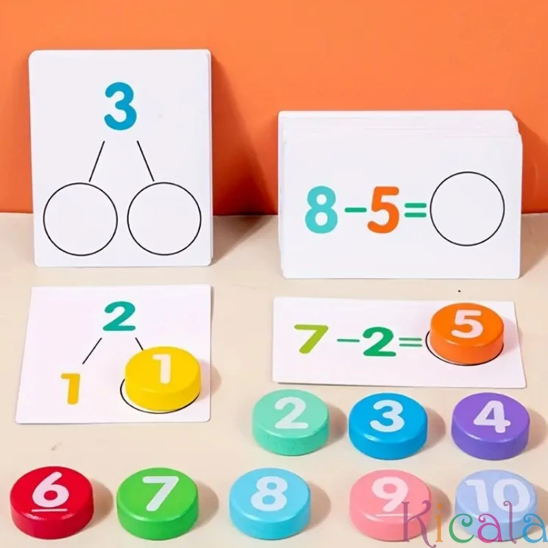 Cartes Flash de couleurs mélangées avec blocs de lecture en bois, carte d'opération numérique pour enfants d'âge préscolaire, activités d'apprentissage éducatif