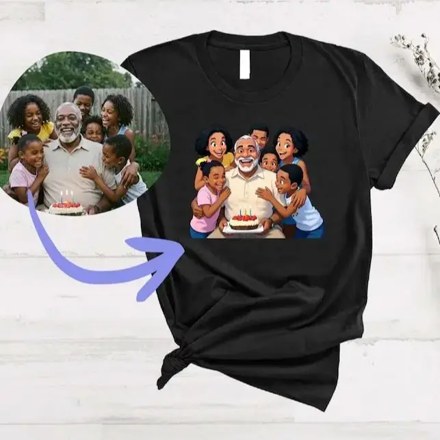 

Custom Family Cartoon Caricature Tee Shirt Comfort Color Design Your Own Picture Shirts Personalized Photo Gifts for Family
