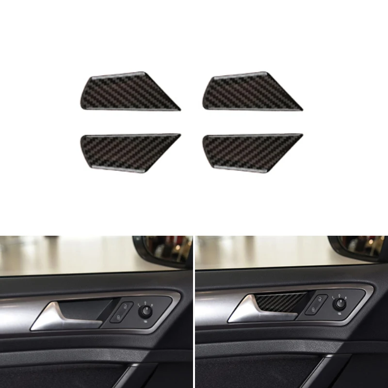 

For VW Golf 7 MK7 VII 2013 2014 2015 2016 2017 4pcs Carbon Fiber Car Door Handle Bowl Cover Trim