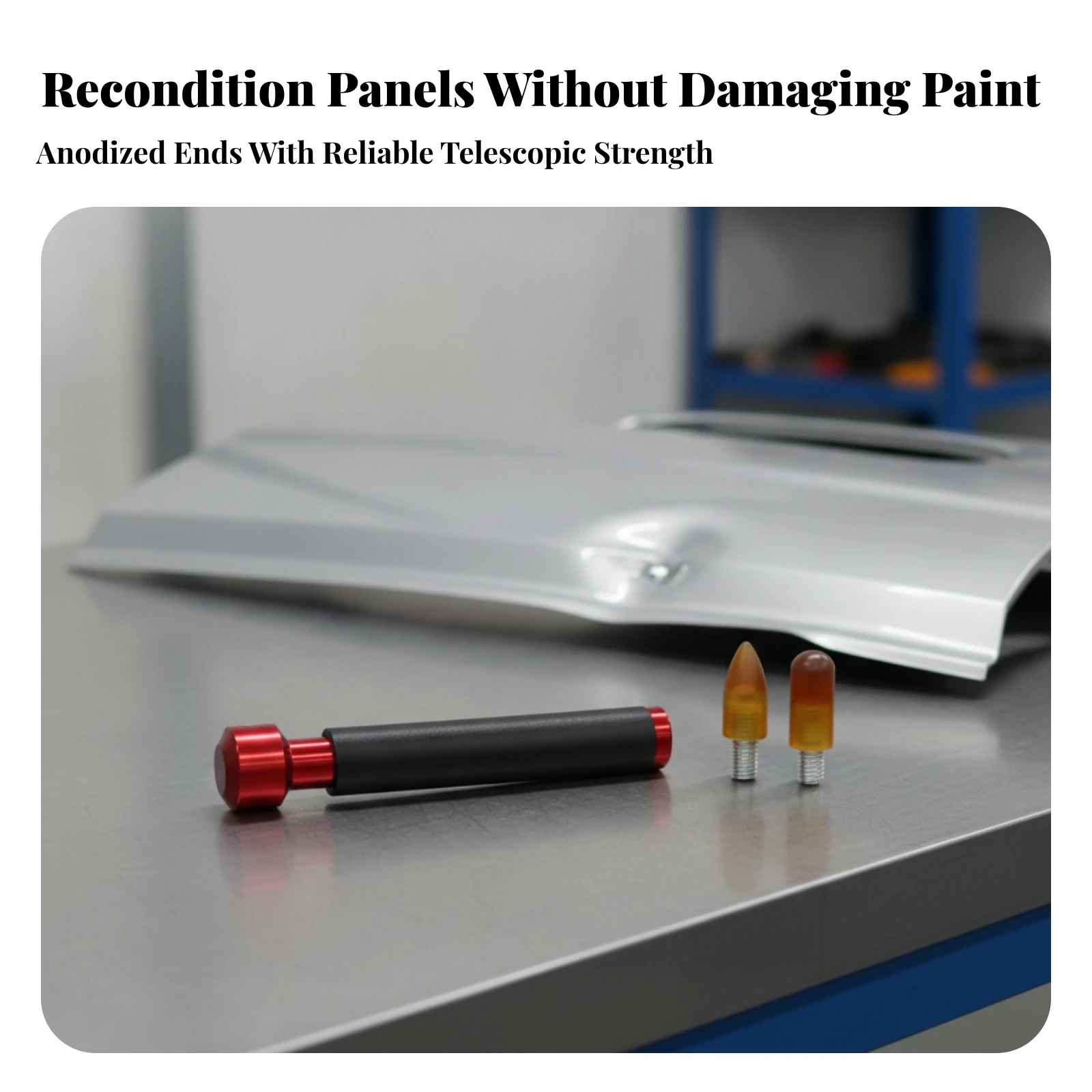 Compact Dent Repair Striking Tool with Interchangeable Tips for Auto Bodywork Precision