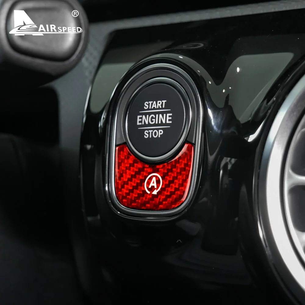 Echte Carbonfaser-Aufkleber-Verkleidung für Mercedes Benz A-Klasse W177 GLB X247 CLA AMG W247 Auto Motor Start-Stopp-Knopf A Zubehör