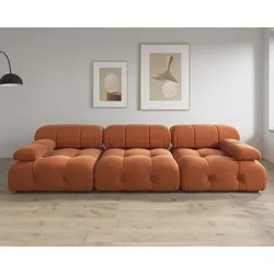 Sectional Sofa, 104'' Modular Sectional Couch Modern Velvet Sofa 3-Seater Couch for Living Room, Apartment(Orange)