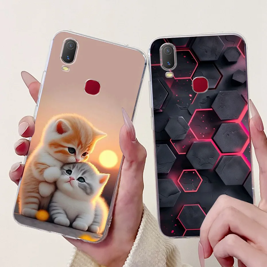 حافظة كرتونية لطيفة لهاتف Vivo Y11 Y12i غطاء خلفي من السيليكون الناعم من مادة البولي يوريثان الحراري لهاتف Vivo 1906 1906_20 Y11 (2019)