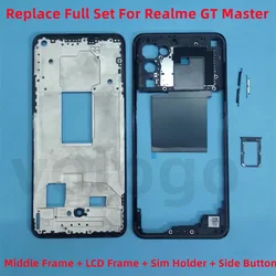 1Set For Realme GT Master Edition 5G RMX3360 RMX3363 Front LCD Bezel + Middle Frame Housing Holder + Sim Card Tray + Side Button