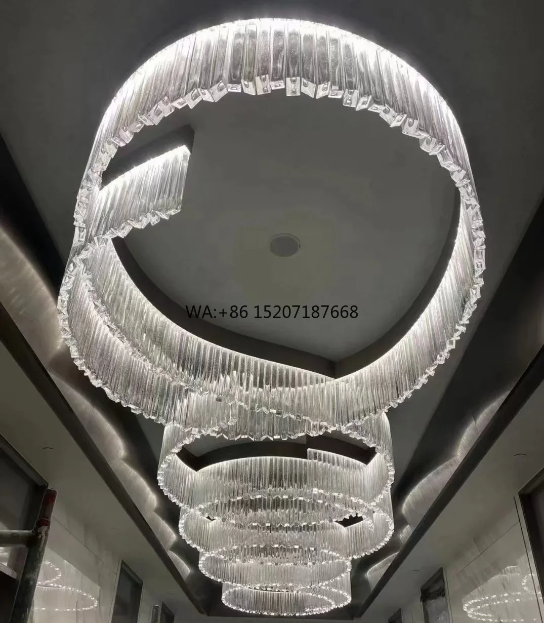 Large Luxury Brass Glass Rod Ceiling  s Adjustable Square and Long Shaped for Hotel Lobby Villa Living Room