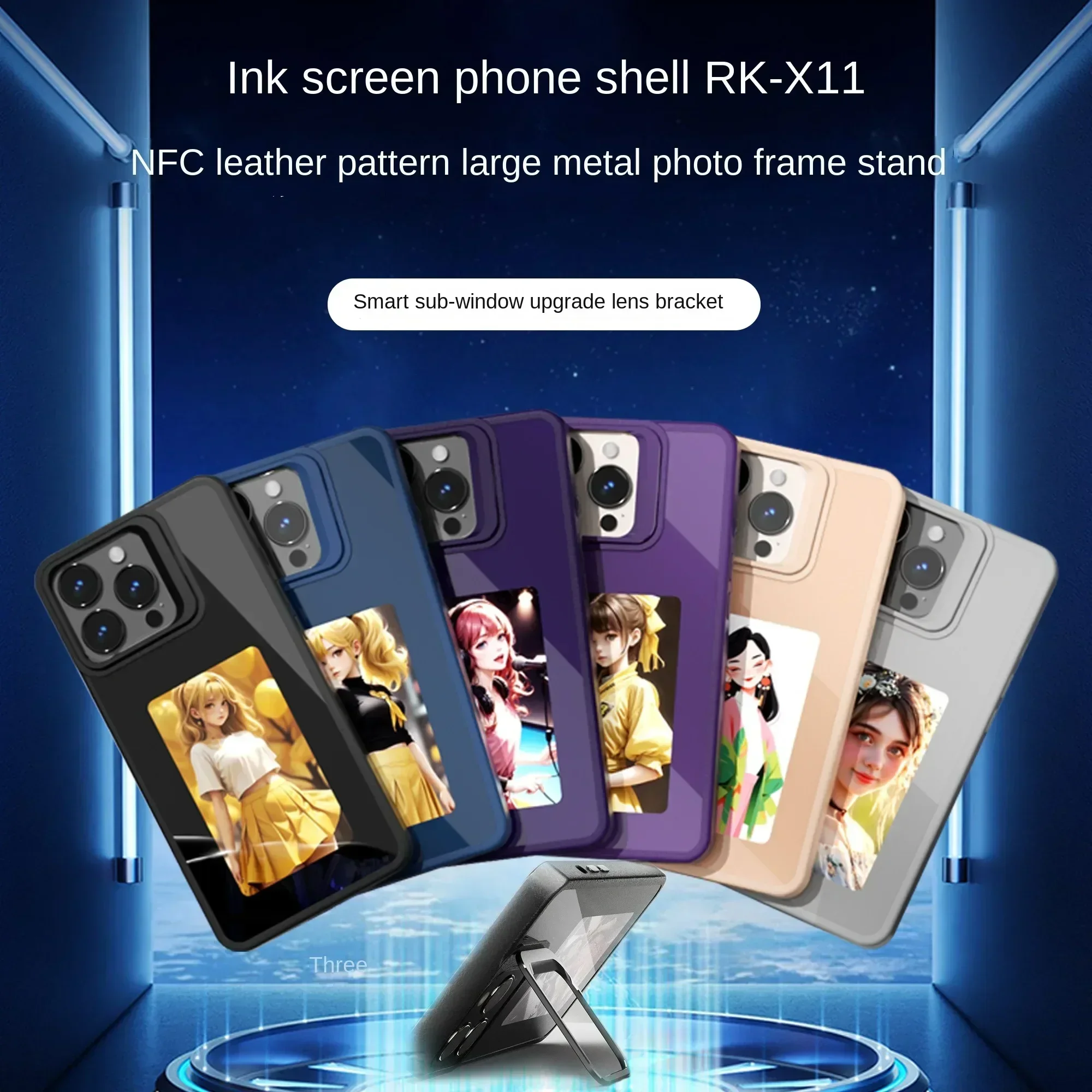 High end DIY screen projection AI phone case For iphone 16 15 14 13 Pro Max Smart NFC E-ink Screen Couple Photo shockproof shell