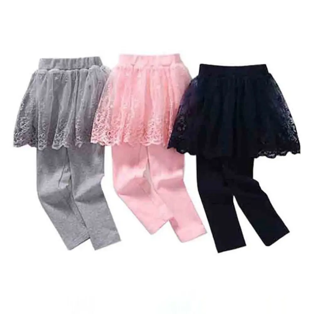

New Cotton Baby Girls Leggings Lace Skirt-pants Design Children Slim Skirt Trousers Slim Fit Kids Clothes Spring Autumn
