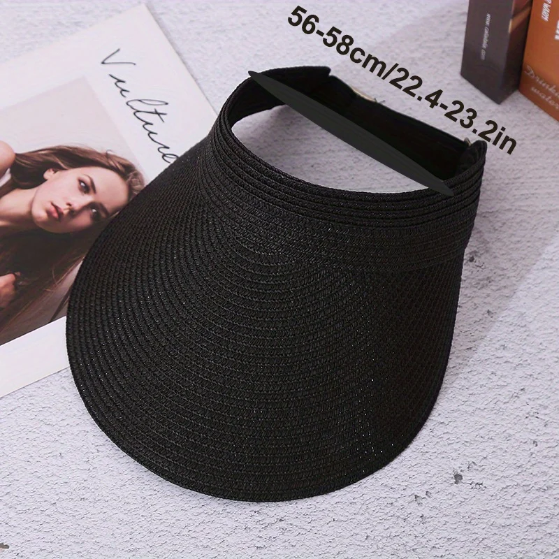 

Women's Summer Beach Sun Hat Portable Folding Wide Brim Straw Fashion Hollow Top Bucket Hat for Girls Travel