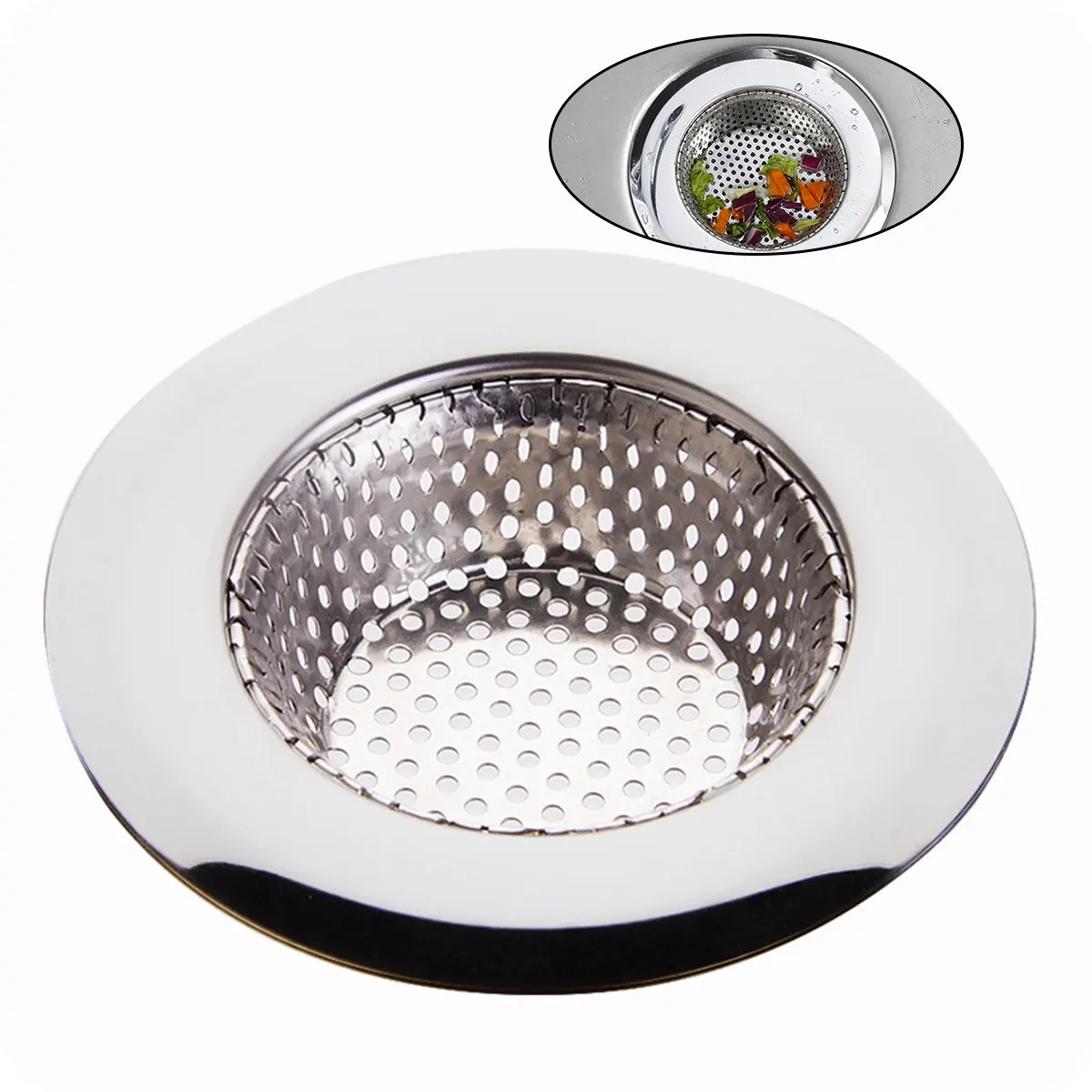 

2 шт. сетчатых фильтров-корзин из нержавеющей стали для раковины, устойчивых к ржавчине, для отверстий 7,5-9,5 см, для слива, улавливания мусора и очистки