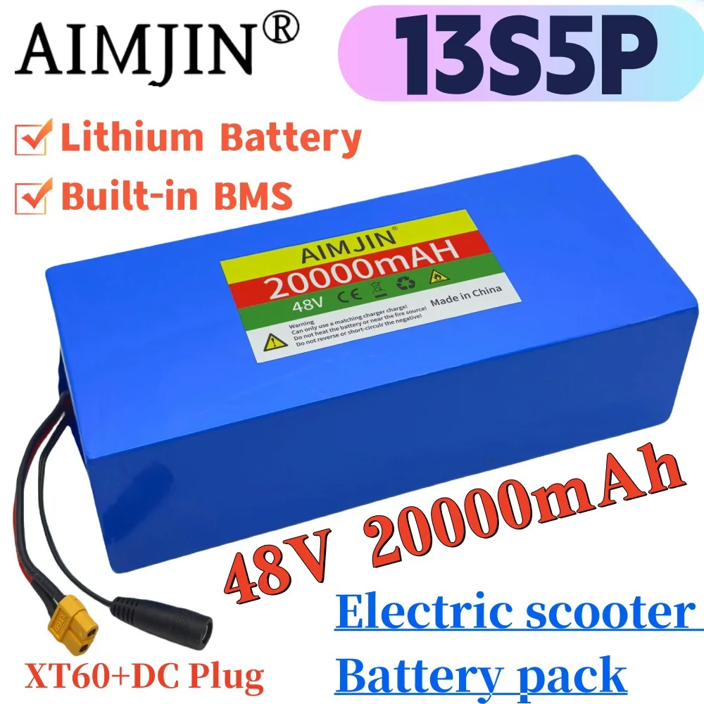 

New original 13S5P 48V 20Ah 500-1000W large capacity lithium battery ,for Electric Bicycles Scooters Built-in BMS+charger