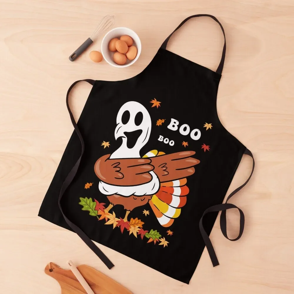 Spooky Turkey Ghost Dabbing Turkey Thanksgiving Fall Autumn Apron Smock for hairdressing waiter Apron