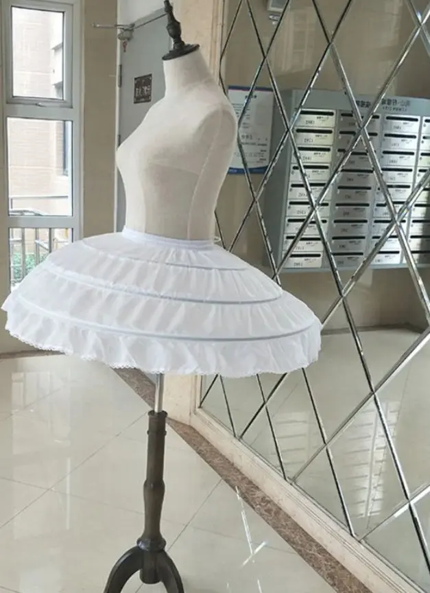 Kids Girls Hoop Earrings White Petticoat Dress Underskirt Elastic Waist Drawstring A-Line Skirt Ruffles Cosplay Costume White