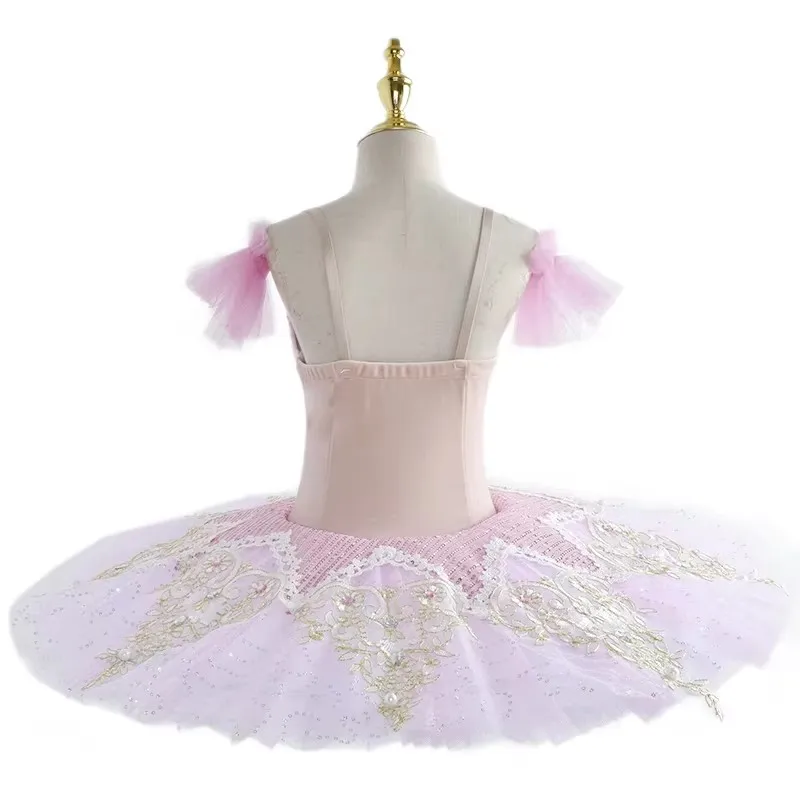 ชุดกระโปรงบัลเลต์สีขาวสำหรับเด็กผู้หญิง ลายหงษ์หงอนขาว ชุดบัลเลต์สำหรับการแสดงเต้นรำ ชุดเต้นรำสำหรับการแสดง