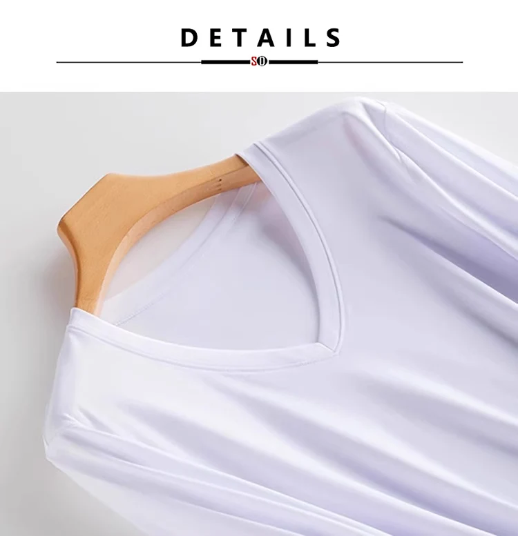 SuyaDream Women Solid T Shirts Silk Cotton Blend Plain O Neck Long Sleeved Tee 2025 Spring Autumn Basic Top White Black