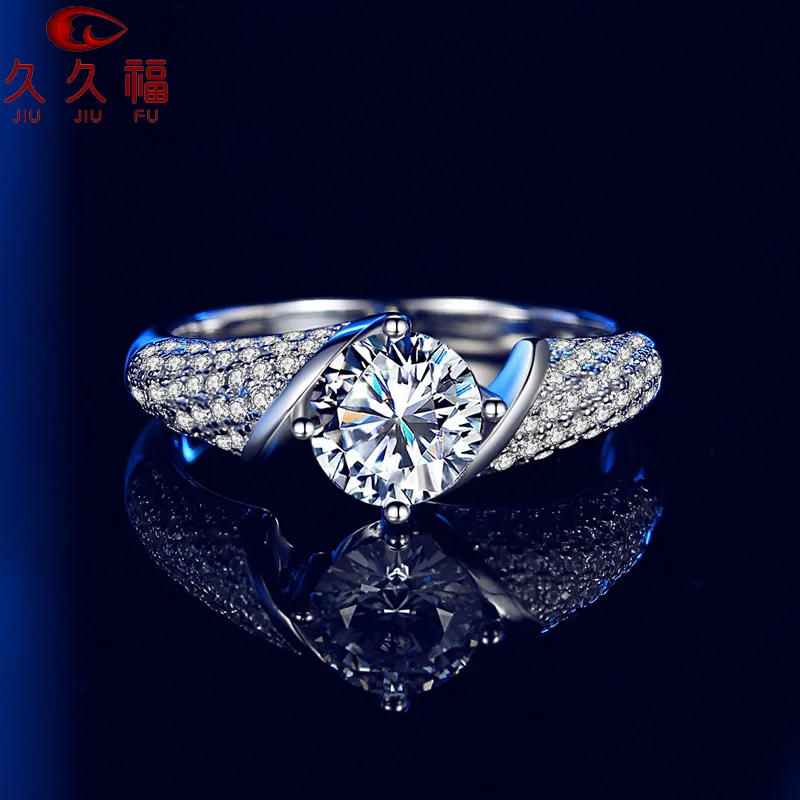 Female Fashion Four-Claw Cluster Ring, PT950 Platinum Band and 1 Carat Moissanite, creates luxurious and delicate wearing effect