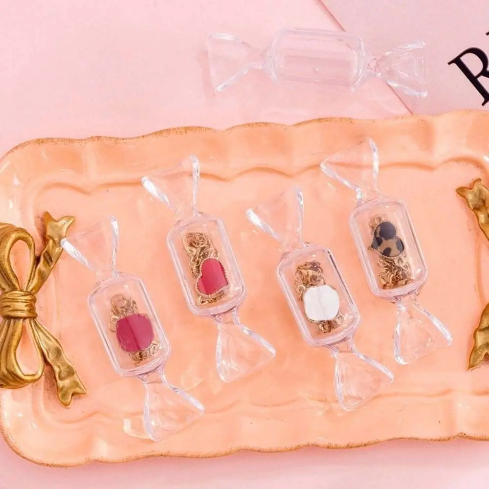

Fashion Sweet Mini Jewelry Box Hair Tie Photo Sticker Earring Ring Box Multiple Use Transparent Candy Shape Storage Box Storage